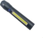  Lanterna de mana, cob led, reglare zoom, cablu usb, 14 cm, negru (3647)