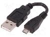Qoltec Cablu USB A mufa, USB B micro mufa, USB 2.0, lungime 0.1m, negru, QOLTEC - 50520