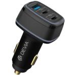 DEVIA SMART autós töltő USB+2 Type-C aljzat (115W, PD gyorstöltő, LED fény) FEKETE EA361 (EA361)