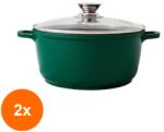 Grunberg Set 2 x Cratita din Aluminiu, Ceramica, 24 cm, 4.5 l, cu Capac din Sticla, Grunberg (GUJ-2xGR1004)