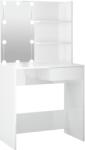  Masă de toaletă cu led, alb extralucios, 74, 5x40x141 cm (808807)