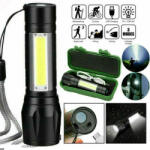  Mini zseblámpa USB újratölthető taktikai zseblámpa zoom lámpa, XPE COB LED 3 világítási mód