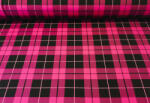  Pink - fekete kockás rugalmas futter textil - 170 cm