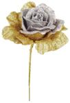 Bizzotto Trandafir artificial cu sclipici argintiu auriu ayres 10x4x20 cm (0920081)