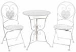 Decorer Set 2 scaune pliabile si masa fier forjat alb cuore 41 cm x 49 cm x 94 h (A53.25.11)