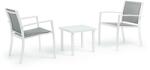 Bizzotto Set 2 scaune din fier alb cu masuta cafea auri 58 cm x 58 cm x 75 h x 42 h1 x 58 h2 (0662992)