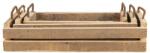 Clayre & Eef Set 3 tavi decorative lemn maro metal 40x25x11 cm, 35x16x10 cm, 25x7x10 cm (6H2007) Tava