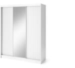 Expedo Dulap cu ușă glisantă BIAMO 3 cu oglindă, 180x220x60, alb/alb mat Garderoba