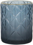 Clayre & Eef Set 4 suporturi lumanari sticla albastra aurie 10x12 cm (6GL2917L) - storel