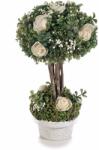 Decorer Aranjament cu trandafiri artificiali model bonsai in ghiveci alb verde ø 11 cm x 19 h (A09.03.00) - storel