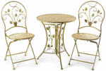 Decorer Set mobilier gradina masa si 2 scaune fier auriu verde 60x71 cm, 41.5x46x94 cm (A53.28.80)