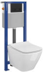 Cersanit Set vas wc suspendat City cu capac soft close, rezervor incastrat Aqua 22 si clapeta negru mat (S701-489)