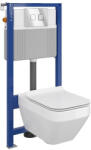 Cersanit Set vas wc suspendat Crea cu capac soft close, rezervor incastrat pneumatic Aqua 52 si clapeta crom lucios (S701-318)