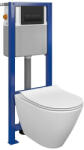 Cersanit Set vas wc suspendat City cu capac soft close, rezervor incastrat System 22 si clapeta negru mat (S701-494)