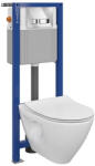 Cersanit Set vas wc suspendat Mille Plus cu capac soft close, rezervor incastrat Aqua 22 si clapeta crom lucios (S701-461)