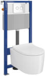 Cersanit Set vas wc suspendat Inverto cu capac soft close, rezervor incastrat pneumatic Aqua 52 si clapeta sticla alba (S701-423)