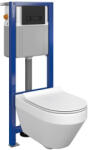 Cersanit Set vas wc suspendat Crea oval cu capac soft close, rezervor incastrat Aqua 22 si clapeta negru mat (S701-485)