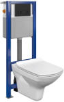 Cersanit Set vas wc suspendat Carina cu capac soft close, rezervor incastrat Aqua 22 si clapeta negru mat (S701-487)