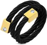 Steeel. hu - Nemesacél ékszer webáruház Fekete színű állítható nemesacél gyűrű, cirkónia kristályos arany színű dísszel - steeel - 8 990 Ft