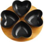 Ambition Natural szív alakú tál készlet, porcelán, 5 db, fekete