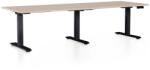 Rauman OfficeTech Long állítható magasságú asztal, 240 x 80 cm, fekete alap, tölgy