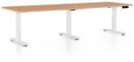 Rauman OfficeTech Long állítható magasságú asztal, 240 x 80 cm, fehér alap, bükkfa