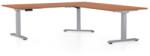 Rauman OfficeTech Angle állítható magasságú asztal, 180 + 120 cm, szürke alap, cseresznye