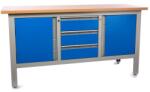 Rauman Műhelyasztal fiókokkal, 169 × 60 × 86, 5 cm, kék - ral 5012
