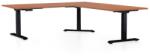 Rauman OfficeTech Angle állítható magasságú asztal, 180 + 120 cm, fekete alap, cseresznye