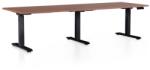 Rauman OfficeTech Long állítható magasságú asztal, 240 x 80 cm, fekete alap, dió