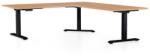 Rauman OfficeTech Angle állítható magasságú asztal, 180 + 120 cm, fekete alap, bükkfa