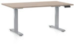 Rauman OfficeTech D állítható magasságú asztal, 140 x 80 cm, szürke alap, tölgy