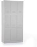 Rauman Fém szekrény - 9 doboz, 90 x 45 x 185 cm, hengerzár, szürke - ral 7035