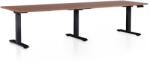 Rauman OfficeTech Long állítható magasságú asztal, 260 x 80 cm, fekete alap, dió