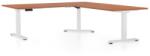 Rauman OfficeTech Angle állítható magasságú asztal, 180 + 120 cm, fehér alap, cseresznye