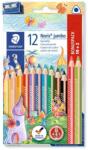 STAEDTLER Színes ceruza készlet, háromszögletű, vastag, hegyezővel, STAEDTLER Noris® Jumbo 128 , 10+2 különböző szín (128 NC12P1) - molnarpapir