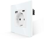 Luxion Egyszerű Dugalj - Konnektor + USB-A + USB-C Töltőaljzat Üvegkerettel