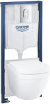 GROHE Pachet WC suspendat Grohe Euro Ceramic, cadru, WC Grohe, Rimless, SoftClose, clapeta crom, alb, 36501000 (36501000)