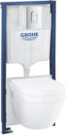 GROHE Pachet WC suspendat Grohe Euro Ceramic, cadru, WC Grohe, Rimless, clapeta crom, alb, 36503000 (36503000)