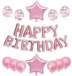 Teno Set 25 Baloane Teno®, Litere, pentru Petreceri/Aniversari/Evenimente, confetti, stelute, model Happy Birthday, rose