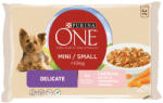 Purina ONE 4x100 g MINI /SMALL DELICATE Lazac+rizs+sárgarépa szószban