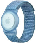 Apple AirTag szilikon tok + textíl pótszíj, nylon, állítható, csuklóra rögzíthető, TP Nylon, kék