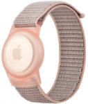 Apple AirTag szilikon tok + textíl pótszíj, nylon, állítható, csuklóra rögzíthető, TP Nylon, rózsaszín