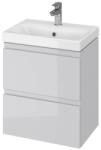  Set mobilier baie suspendat CS9821 Slim, cu lavoar ceramic, dreptunghilar, 50 cm, front MDF, 2 sertare, glisiere soft close, gri
