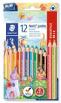 STAEDTLER Színes ceruza készlet, háromszögletű, vastag, hegyezővel, STAEDTLER "Noris Jumbo 128", 10+2 különböző szín (TS128NC12P1)