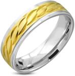 Steeel. hu - Nemesacél ékszer webáruház Ezüst-arany színű fonott mintás nemesacél gyűrű 6mm