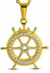 Steeel. hu - Nemesacél ékszer webáruház Arany színű hajókerék alakú cirkónia kristállyal kirakott nemesacél medál