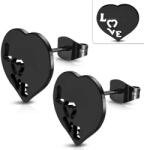 Steeel. hu - Nemesacél ékszer webáruház Fekete színű, szív alakú nemesacél fülbevaló "LOVE" felirattal