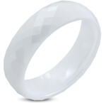 Steeel. hu - Nemesacél ékszer webáruház Fehér kerámia gyűrű metszett felülettel - 6 mm