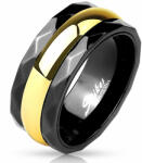 Steeel. hu - Nemesacél ékszer webáruház 9 mm - Fekete és arany színű nemesacél karikagyűrű